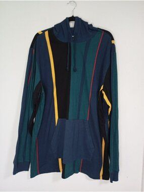 PacSun XL Mens Multicolor Striped Pullover Hoodie With Kangaroo Pocket